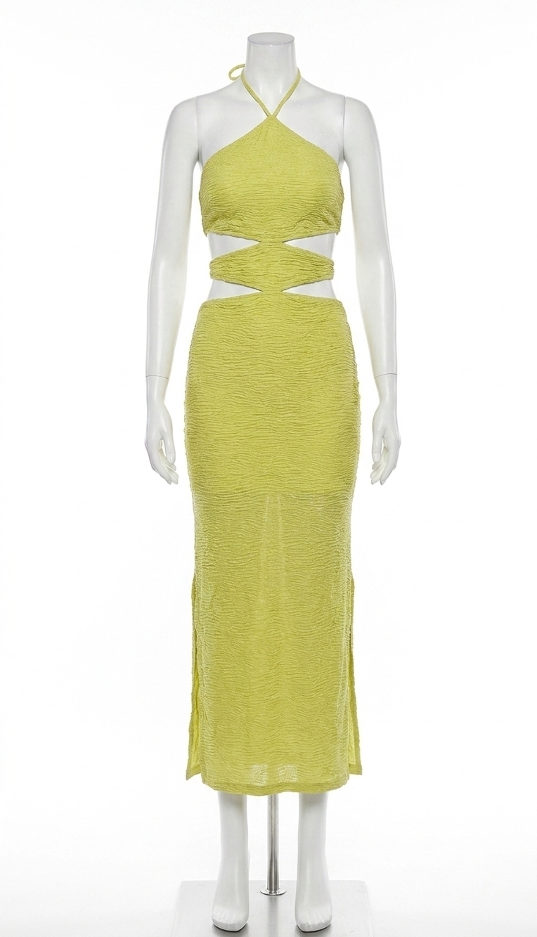 NEW ELLIATT granada halter neck dress in pistachio